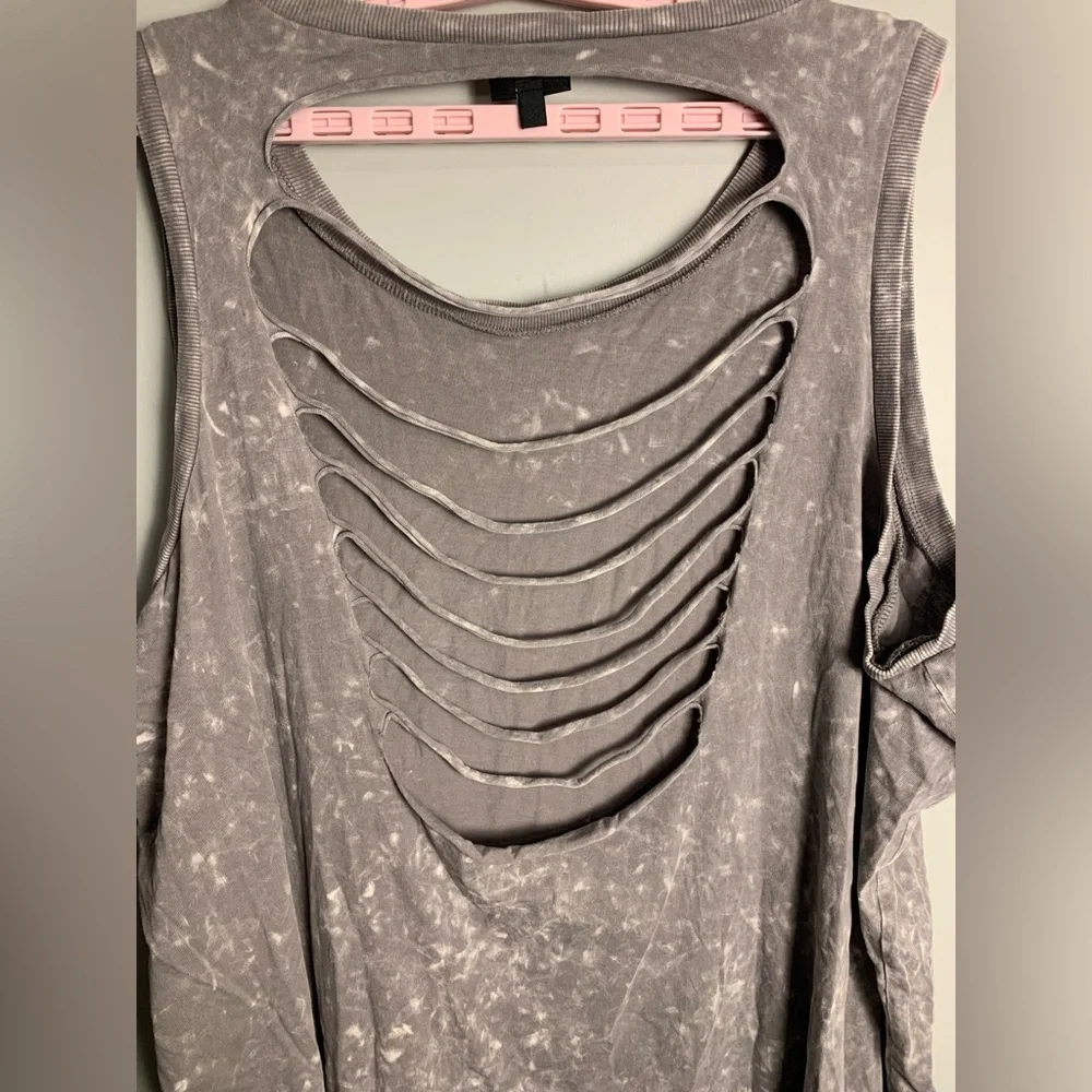 Torrid LoveSick Slashed Back Dress - Cotton Summer Skull Grey Wash - Picture 6 of 12
